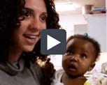 Screenshot of Erikson student working with a child, in a video about the Erikson experience
