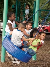 Children on Tire Swing