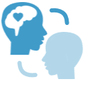 Icon of faces with brains.