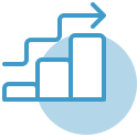 Growing graph chart icon.