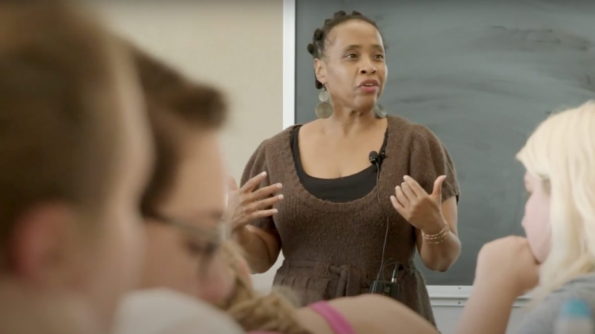 Woman teaching a class