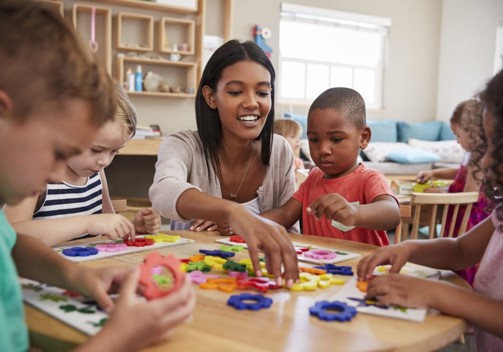 Teachers and students in a classroom