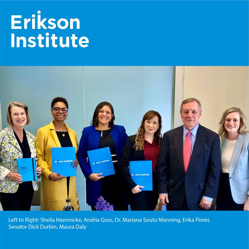 Left to Right: Sheila Haennicke, Andria Goss, Dr. Mariana Souto Manning, Erika Flores, Senator Dick Durbin, Maura Daly