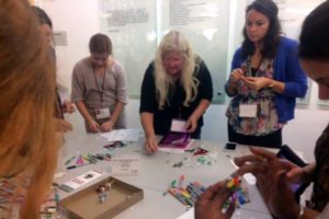 Early childhood educators from Chicago Catholic schools participate in a hands-on computer science workshop at Erikson Institute.
