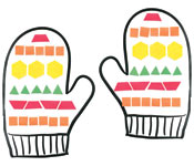 Mittens with geometric shapes